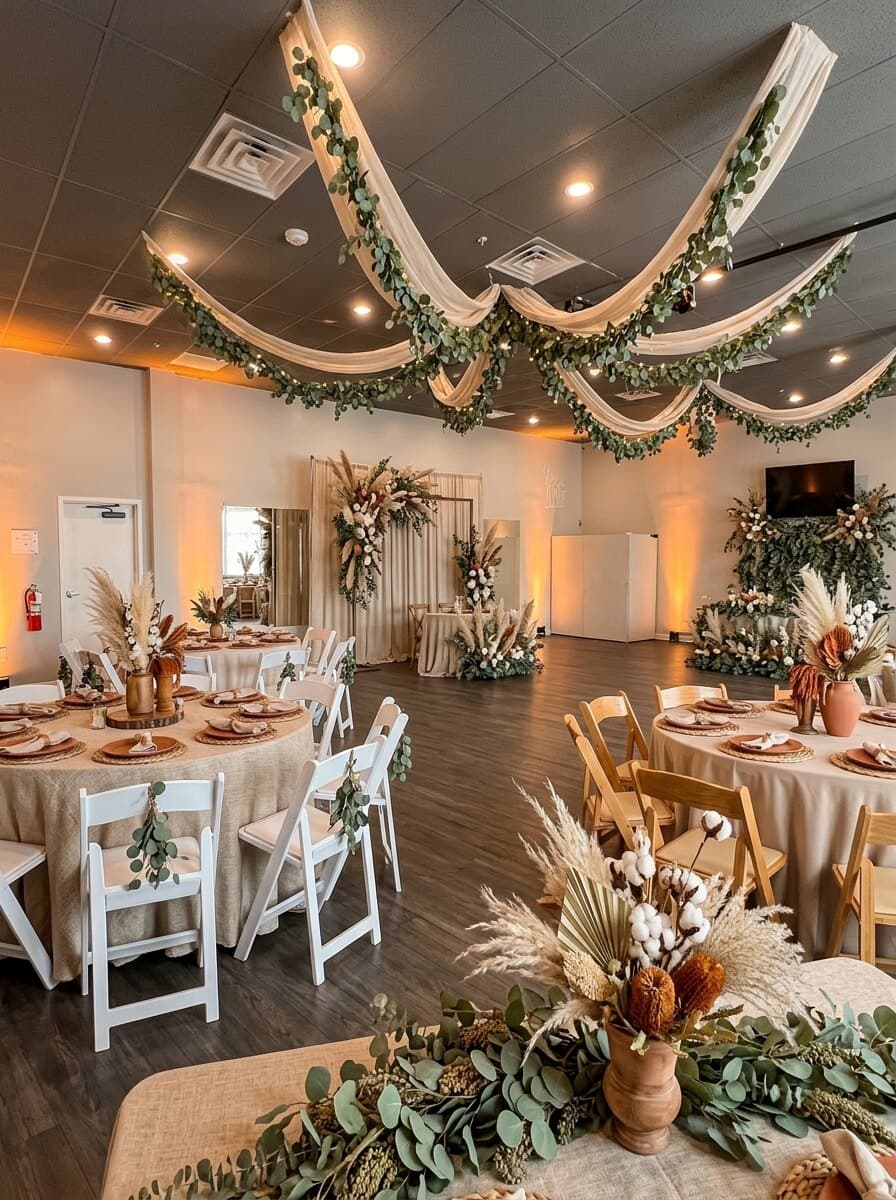 A greenery and neutral tablescape concept styled in our St. Johns County venue